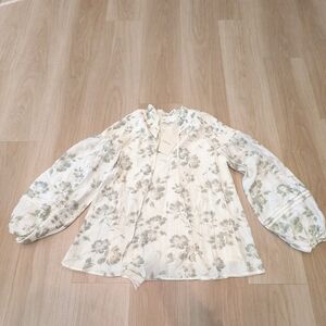 Bohme NWT Mandy Green Floral Blouse Size S